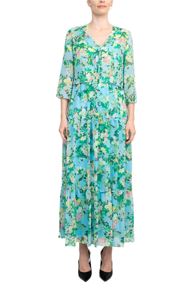 Mother of the Bride Dresses Long Floral Mother of the Bride Jacket Dress TURQUOISE MULTI