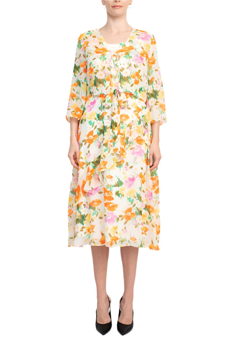Mother of the Bride Dresses Short Floral Mother of the Bride Jacket Dress IVORY CORAL