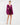 Cocktail Dresses Long Bell Sleeve Pleated Short Dress Magenta