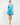 Cocktail Dresses Long Bell Sleeve Pleated Short Dress Turquoise