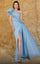 Prom DressesFitted Long Formal Rosette Evening Prom Dress Light Blue