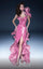 Formal Dresses Pleated Long Evening Gown Ruffle Slit Formal Dress Pink