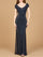 Formal Dresses Long Fitted Beaded Formal Lace Evening Dress Navy