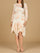 Cocktail Dresses Fitted Long Sleeve High Low Cocktail Dress Ivory/Blush