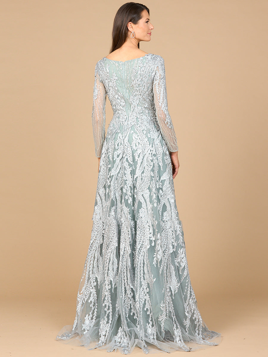 Mother of the Bride Dresses Long Modest Beaded Lace Formal Mother of the Bride Dress Slate