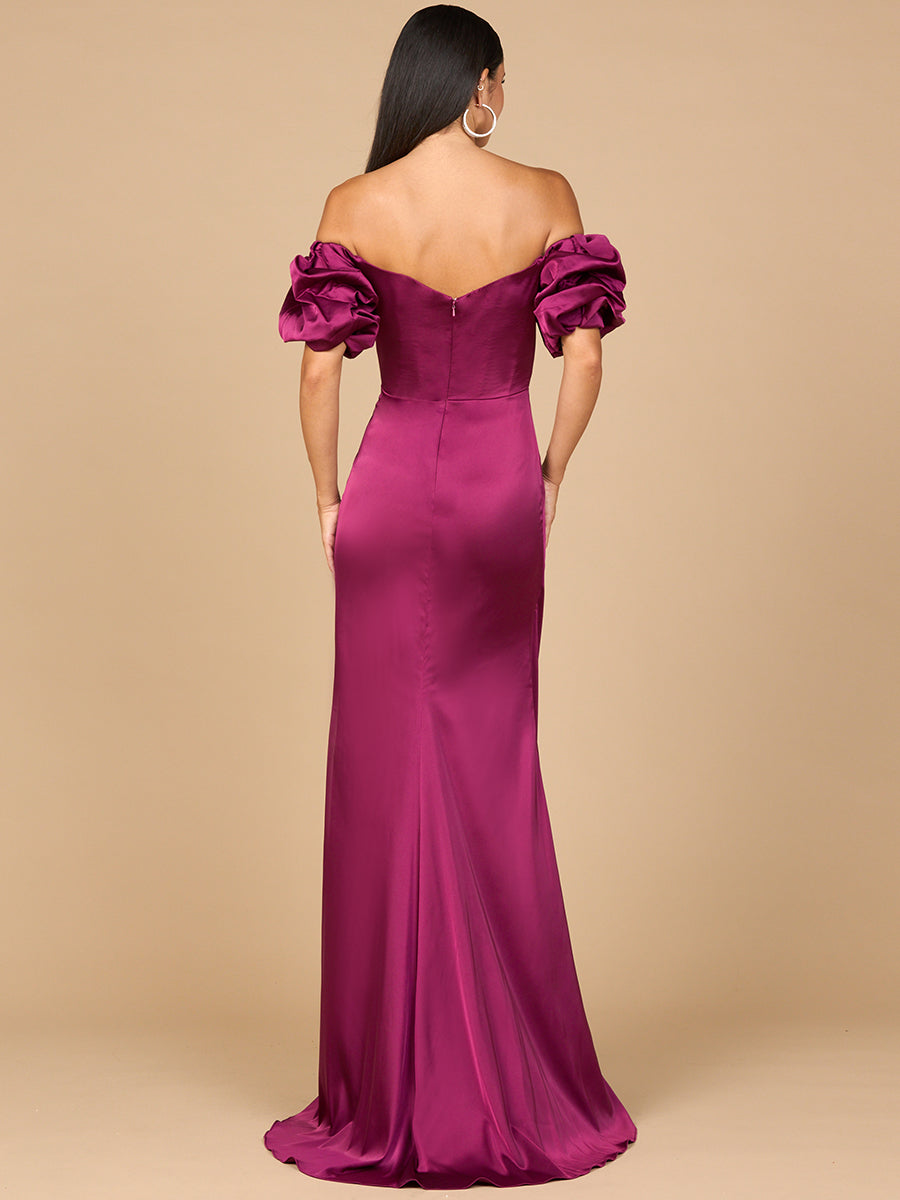Prom Dresses Long Slit Formal Prom Ruffle Dress Wine