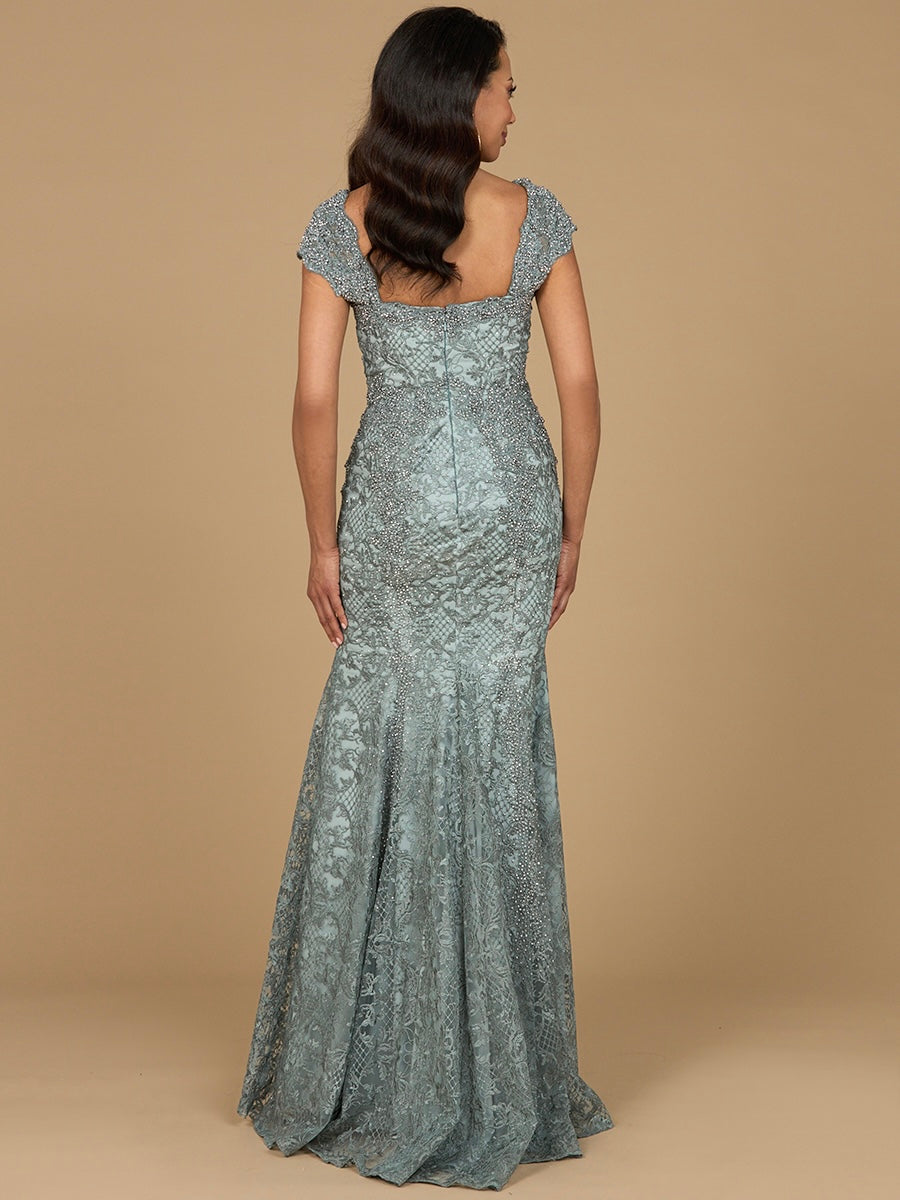 Formal Dresses Fitted Lace Long Formal Mermaid Dress Sage