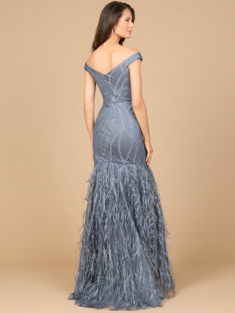 Formal Dresses Long Mermaid Formal Beaded Lace Prom Dress Slate