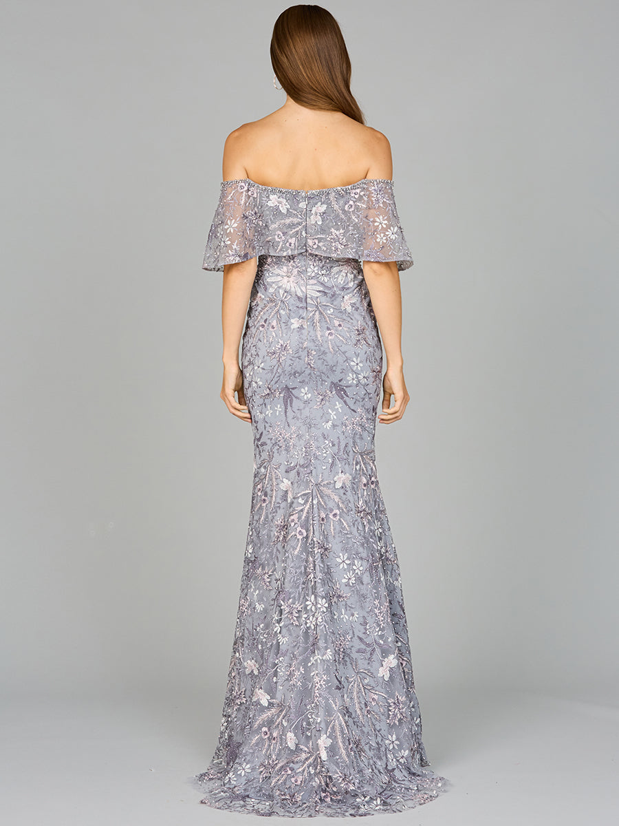 Prom Dresses Beaded Floral Long Mermaid Formal Prom Dress Slate/Multi