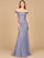 Formal Dresses Prom Long Mermaid Floral Applique Formal Dress Grey Blue