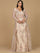 Formal Dresses Long Sleeve Formal Lace Overskirt Evening Dress Champagne