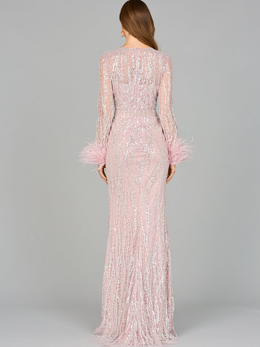 Mother of the Bride Dresses Long A Line Mother of the Bride Feather Dress Purple Mist