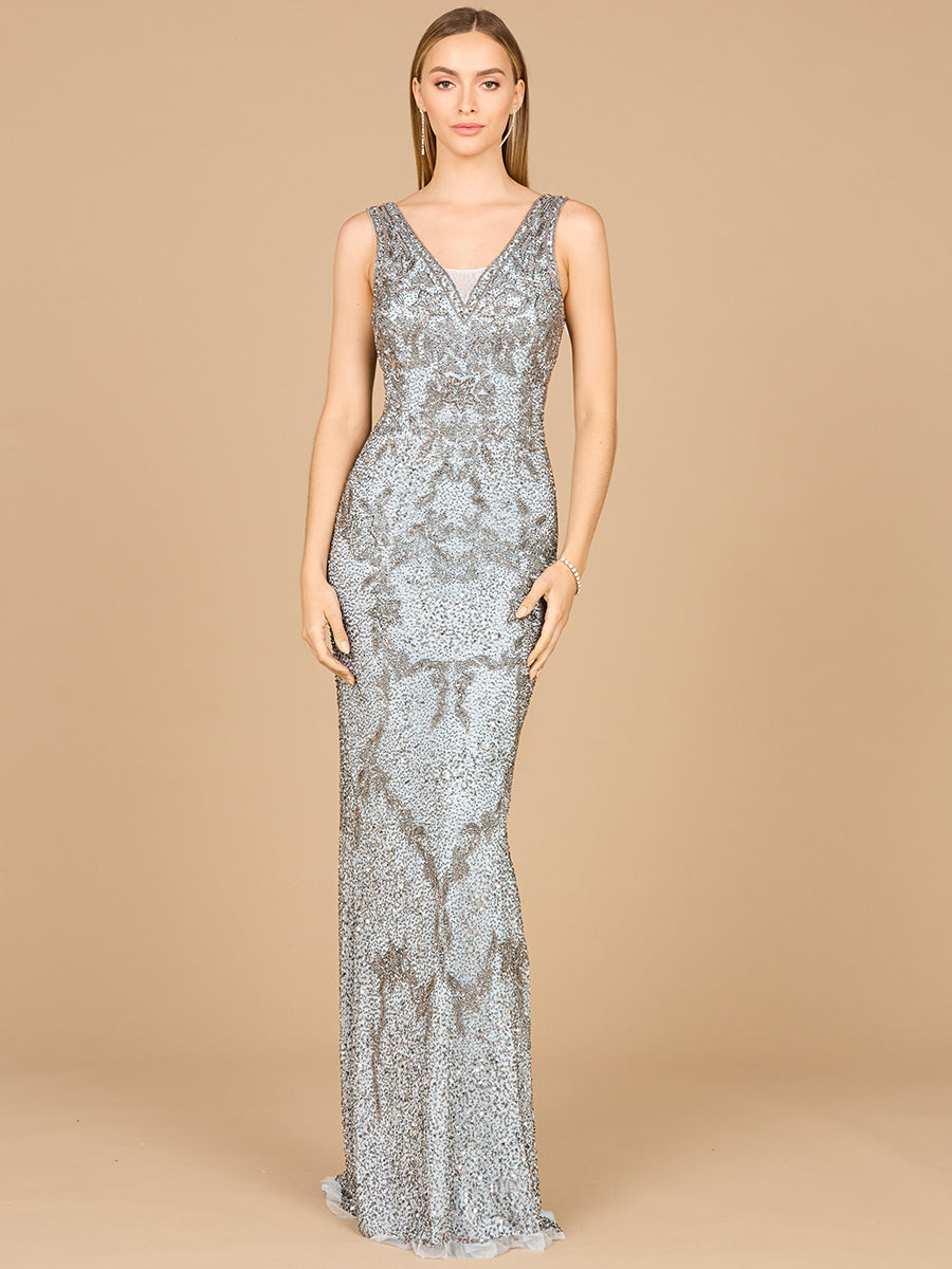 Formal Dresses Beaded Sequin Long Formal Dress Slate