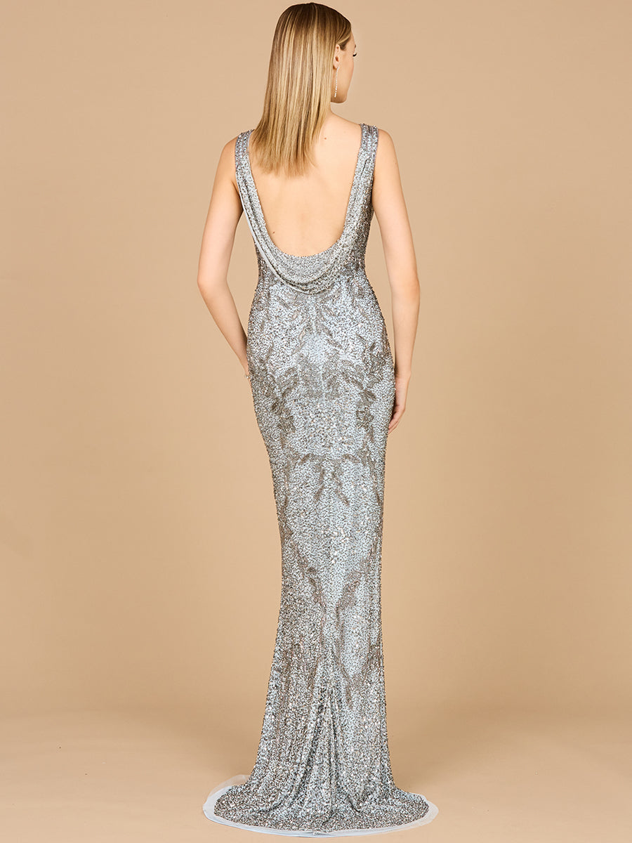 Formal Dresses Beaded Sequin Long Formal Dress Slate