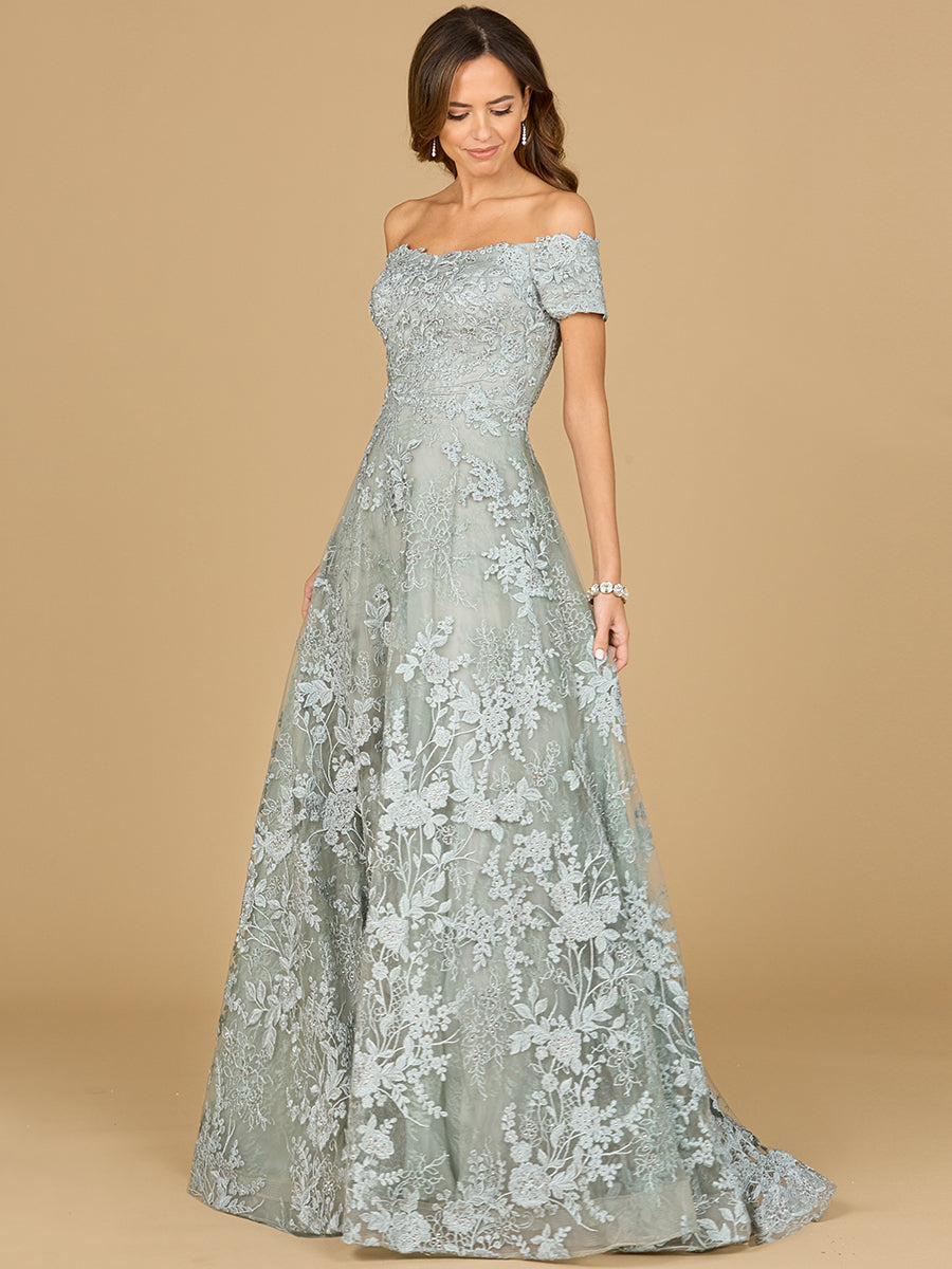 Formal Dresses A Line Long Formal Lace Applique Evening Dress Silve/Sage