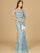 Formal Dresses Fitted Long Lace Formal Evening Mermaid Dress Dusty Blue