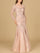 Formal Dresses Long Bell Sleeve Sleeve Formal Evening Dress Blush