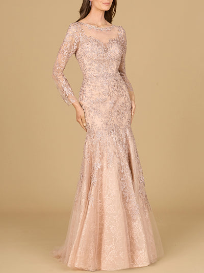 Formal Dresses Long Bell Sleeve Sleeve Formal Evening Dress Blush
