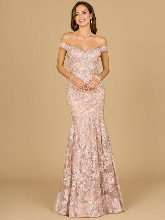 Prom Dresses Long Floral Lace Formal Pattern Prom Dress Blush