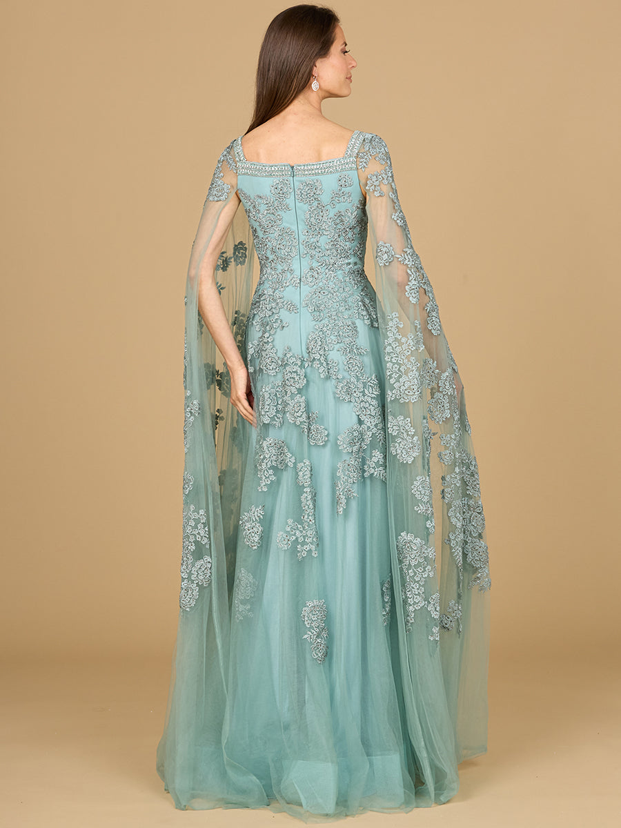 Mother of the Bride Dresses Long Cape Formal Mother of the Bride Lace Dress Dark Sage