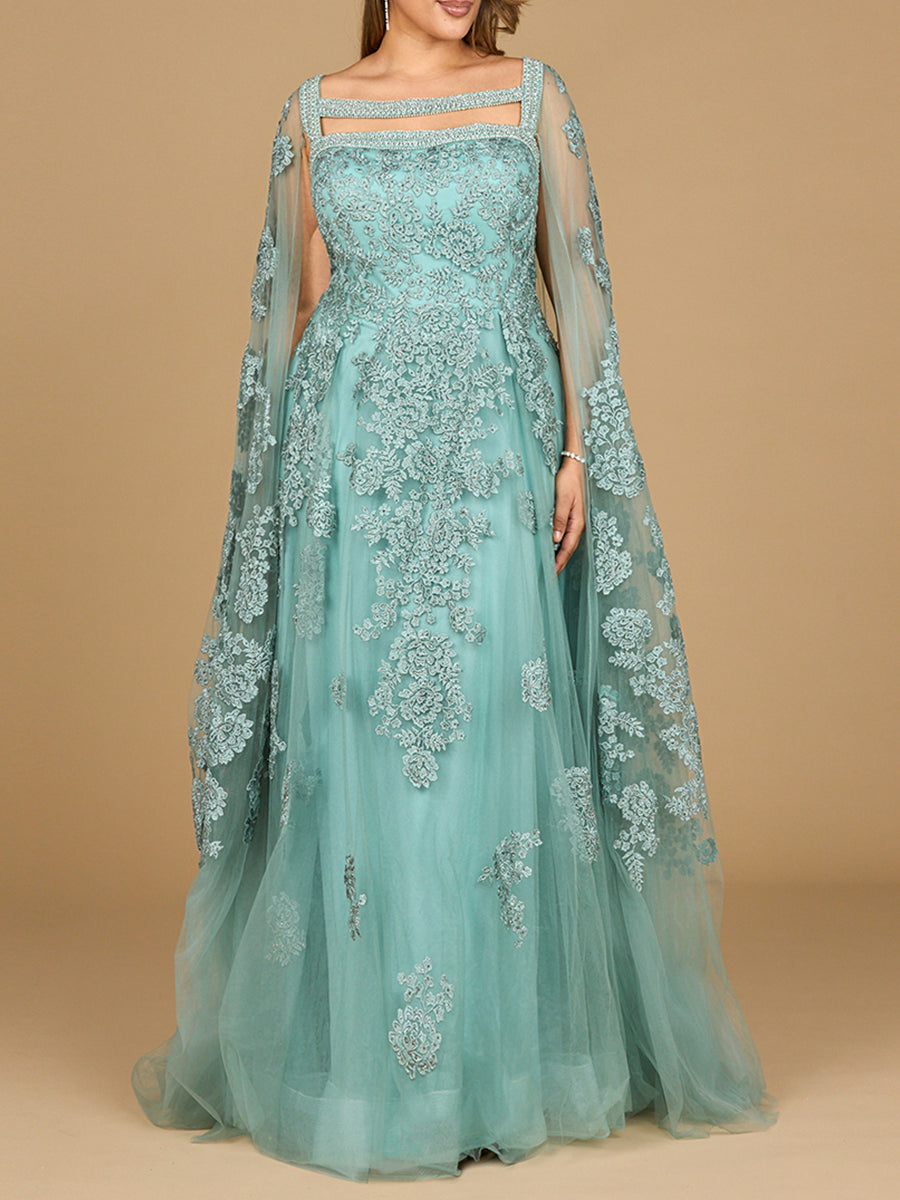 Mother of the Bride Dresses Long Cape Formal Mother of the Bride Lace Dress Dark Sage