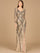 Formal  Dresses Beaded Long Sleeve Formal Evening Dress Nude