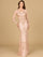 Formal Dresses  Beaded Long Sleeve Evening Formal Dress Rose Gold