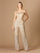 Jumpsuit Long Formal Ombre Beaded Jumpsuit Gold/Silver