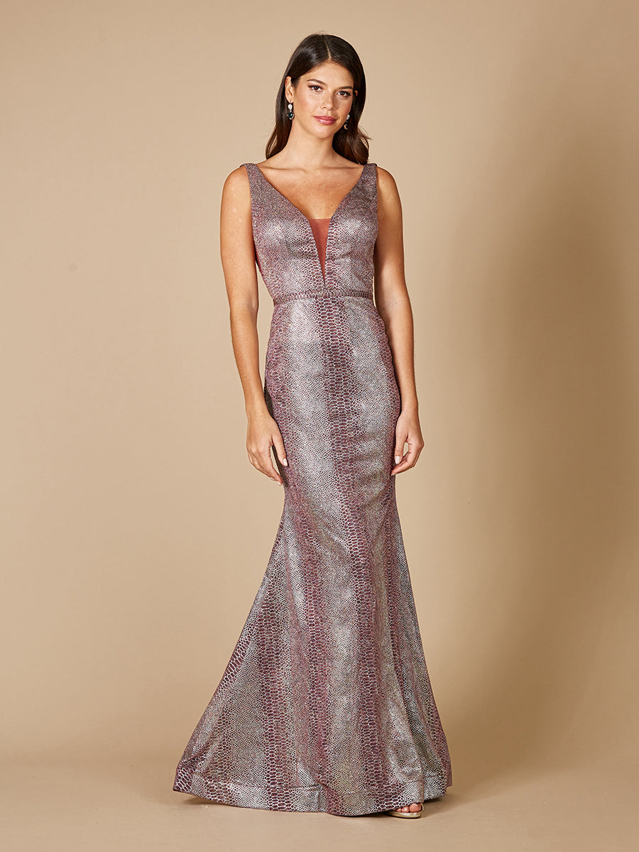 Prom Dresses Long Formal Prom Metallic Print Dress Wine Multi