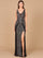 Prom Dresses Beaded High Slit Long Fitted Prom Formal Dress Black