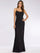 Prom Dresses Fitted Long Beaded Formal Pattern Prom Dress Black