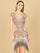 Cocktail Dresses Beaded Mini Short Cocktail Fringe Dress Blush
