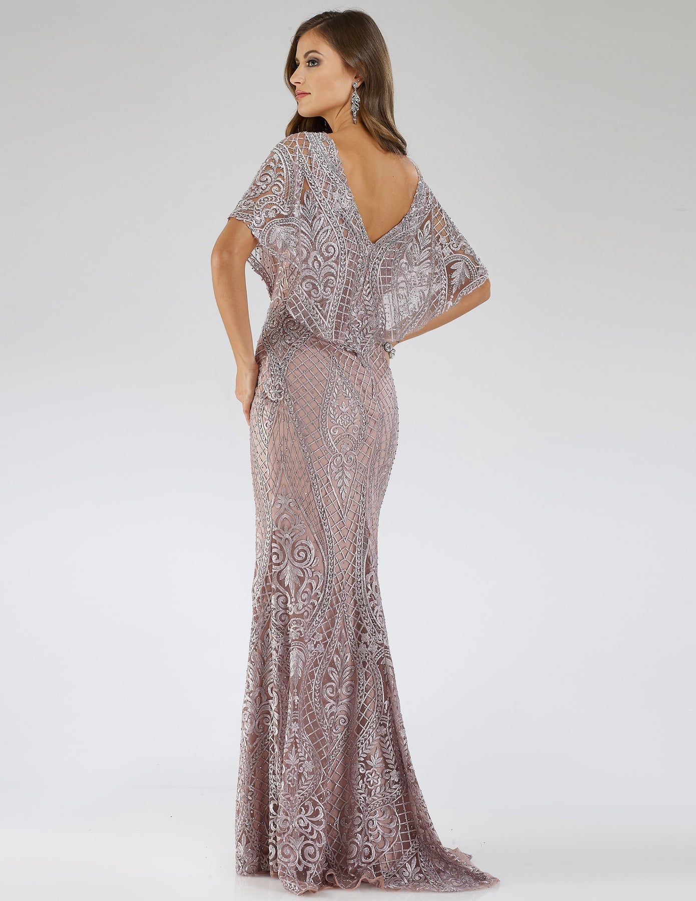 Mother of the Bride Dresses Floral Pattern Long Mother of the Bride Lace Dress Dusty Purple