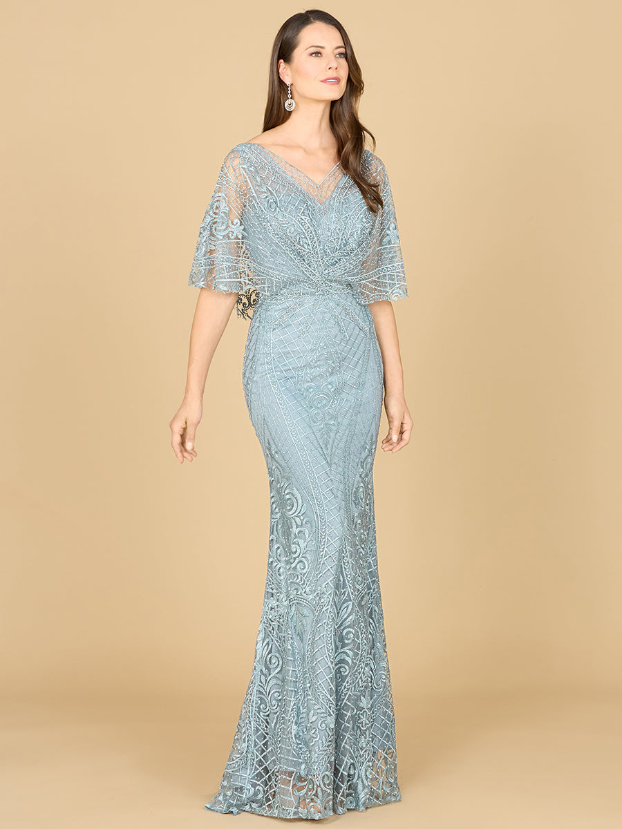 Mother of the Bride Dresses  Floral Pattern Long Mother of the Bride Lace Dress Dusk