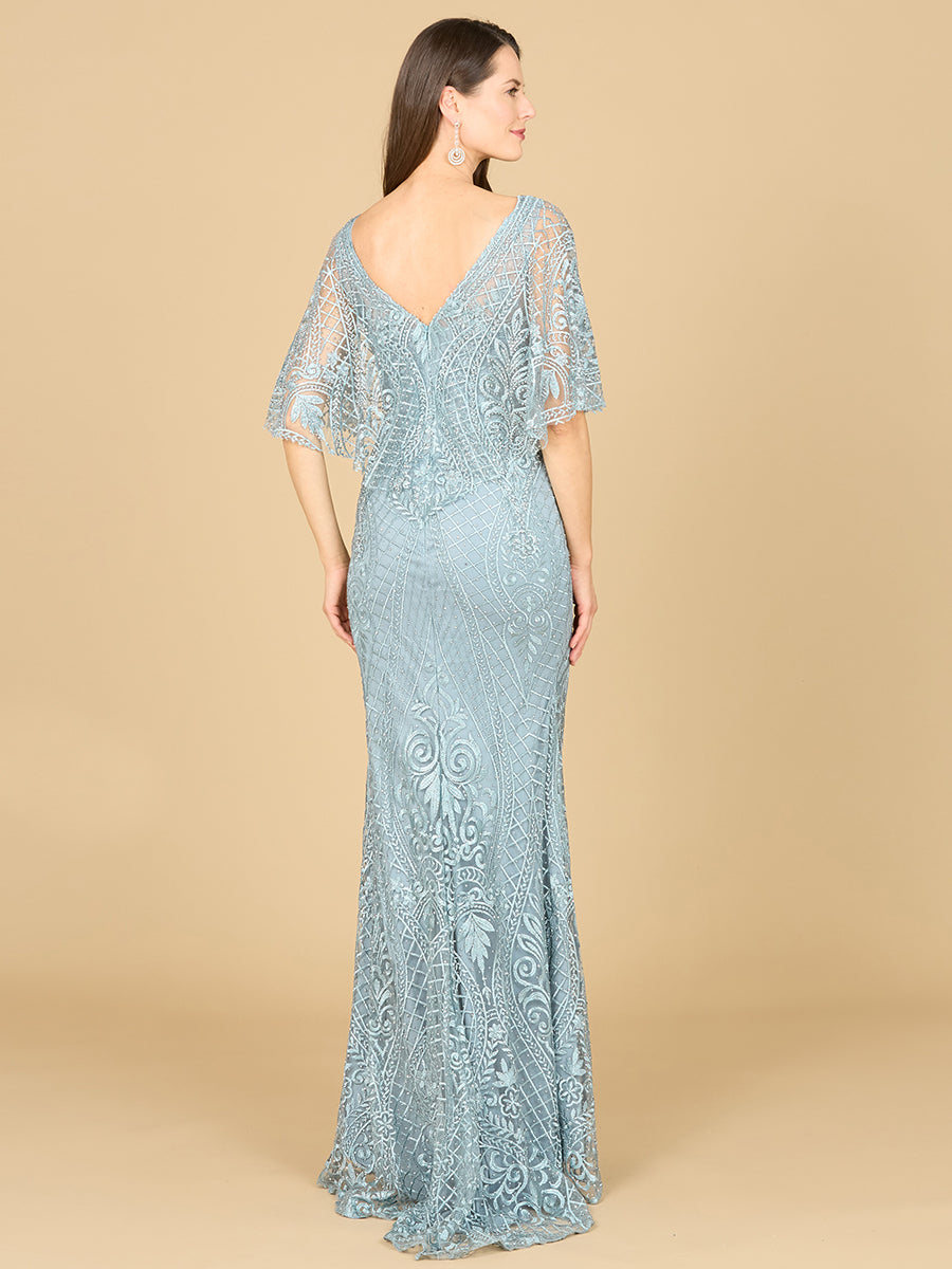 Mother of the Bride Dresses  Floral Pattern Long Mother of the Bride Lace Dress Dusk