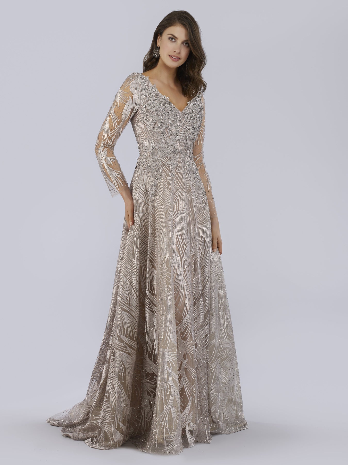 Formal Dresses Long A Line Beaded Formal Evening Dress Stone