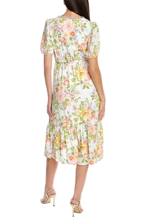Cocktail Dresses A Line Printed Midi Cocktail Dress White Multi