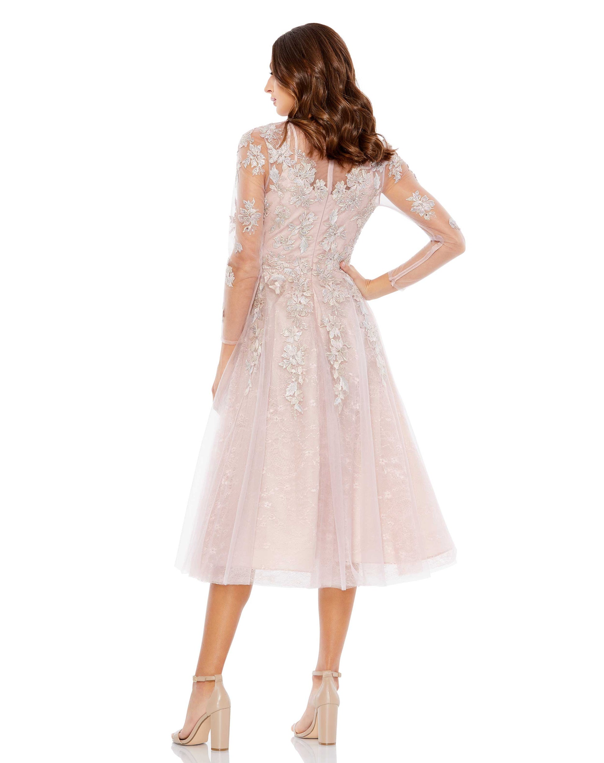 Cocktail Dresses Long Sleeve Cocktail Midi Dress Vintage Lilac