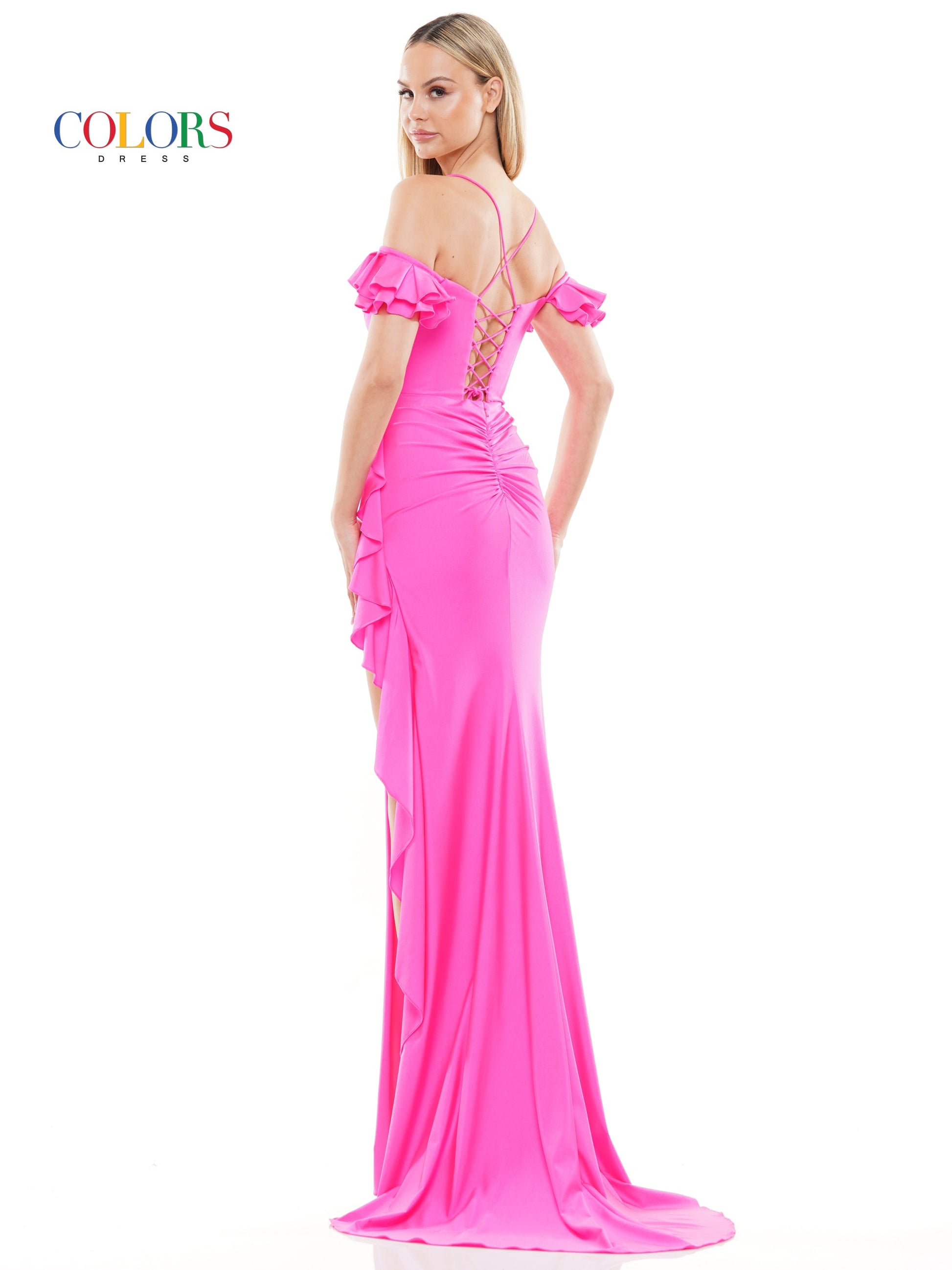 Prom Dresses Long Off Shoulder Fitted Prom Dress Hot Pink