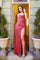 Prom Dresses Fitted Corset Long Formal Slit Prom Dress Redwood