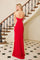 Prom Dresses Long Formal Mermaid Fit Applique Prom Dress Red/Gold