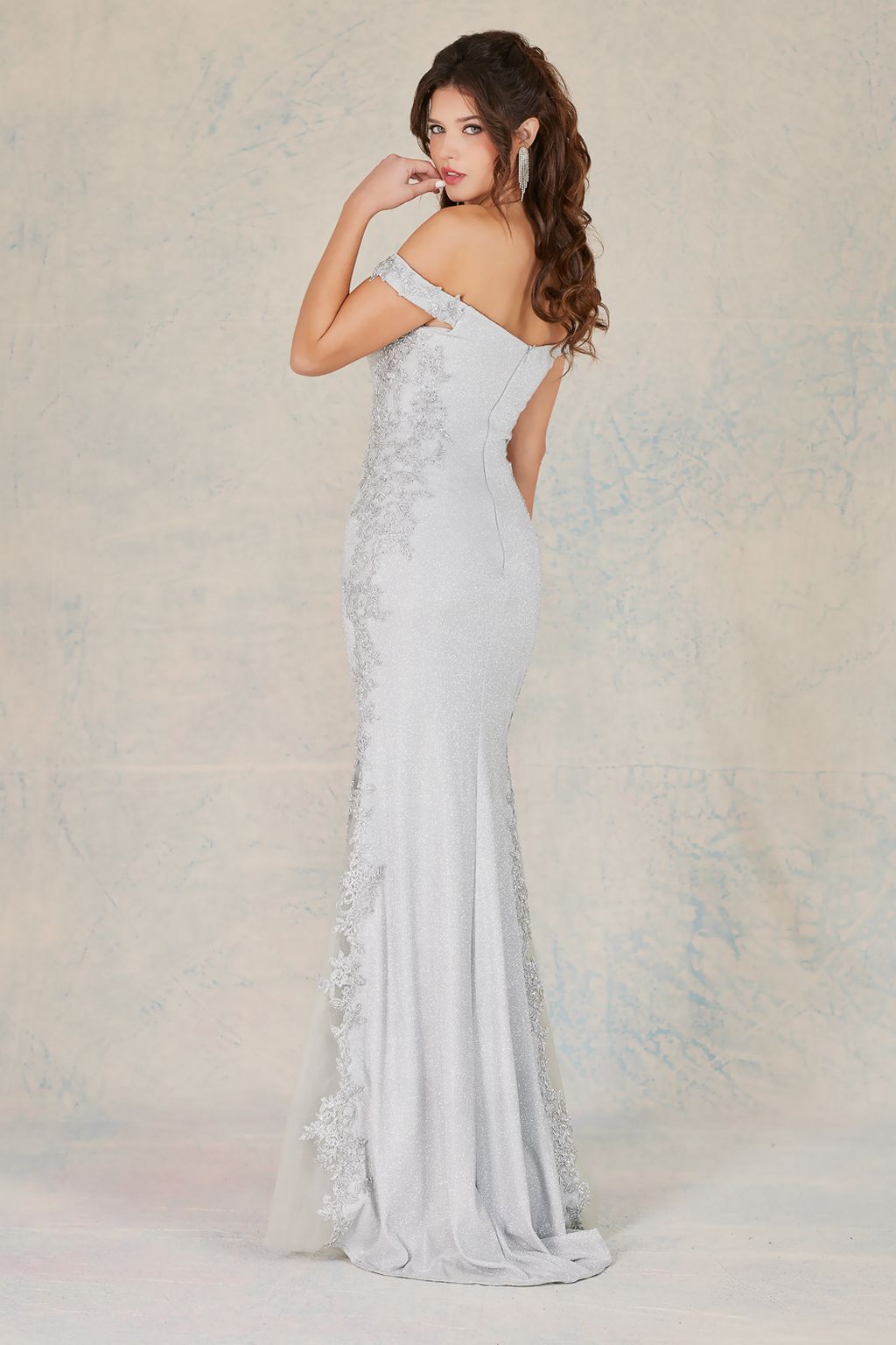 Prom Dresses Prom Long Mermaid Metallic Glitter Formal Dress Silver