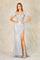 Prom Dresses Prom Glitter Long Formal Feather Slit Dress Silver