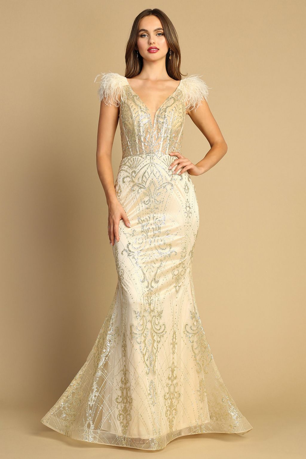 Prom Dresses Prom Long Glitter Applique Formal Dress Champagne