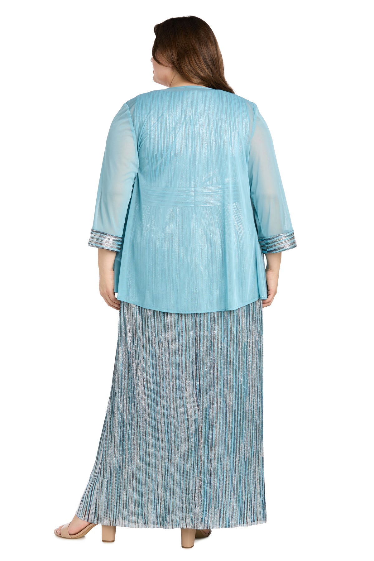 Plus Size Dresses Long Formal Metallic Plus Size Dress Slate