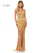 Prom Dresses Long Formal Strapless Beaded Fringe Prom Dress Gold