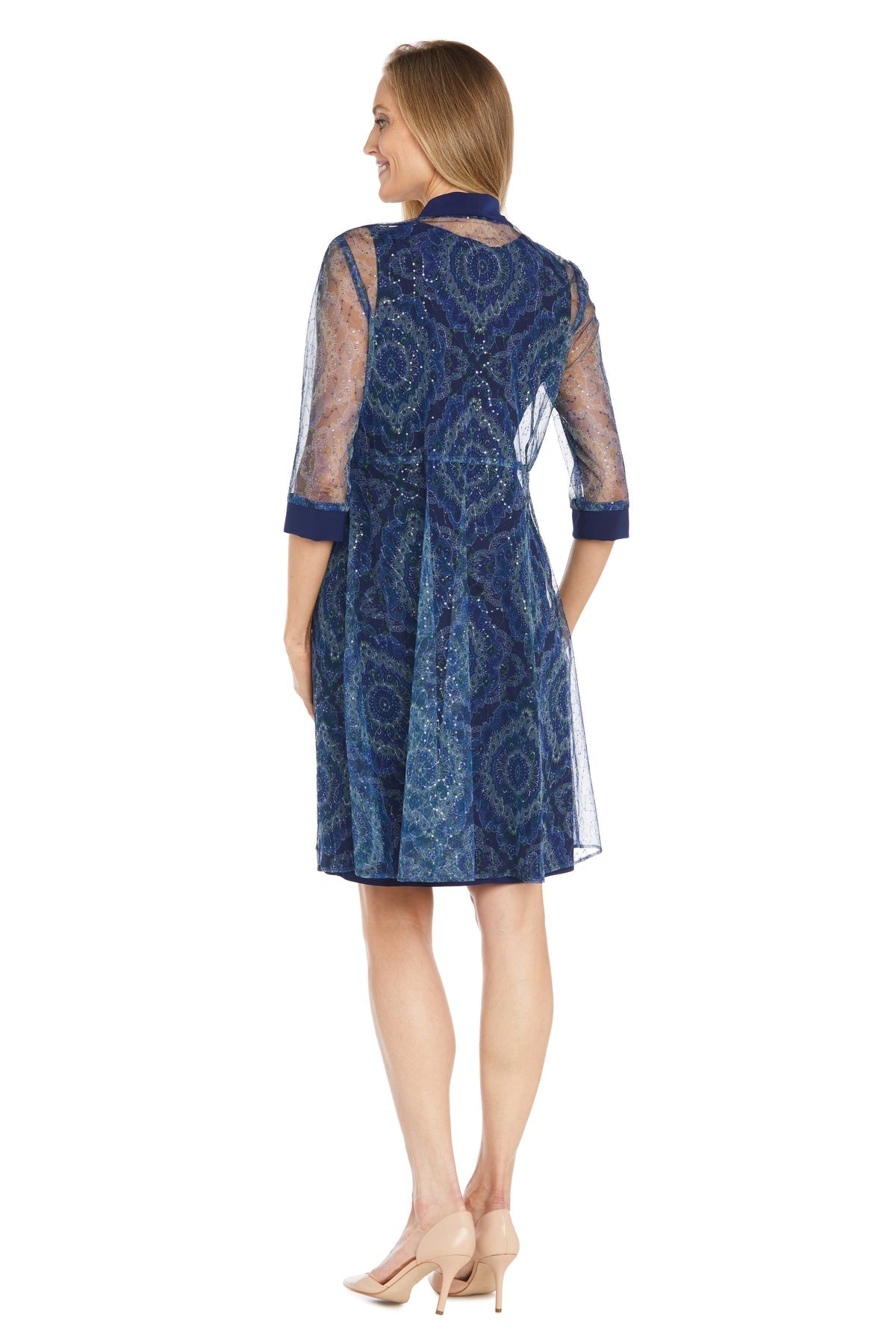 Formal Dresses Short Sequin Jacket Formal Petite Dress  Navy