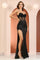 Prom Dresses Fitted Long Slit Beaded Detail Formal Prom Dress Black