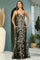 Prom Dresses Long Fitted Glitter Applique Corset Prom Dress Black/Gold