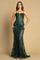 Prom Dresses Prom Fitted Slit Long Glitter Print Formal Dress  Dark Emerald